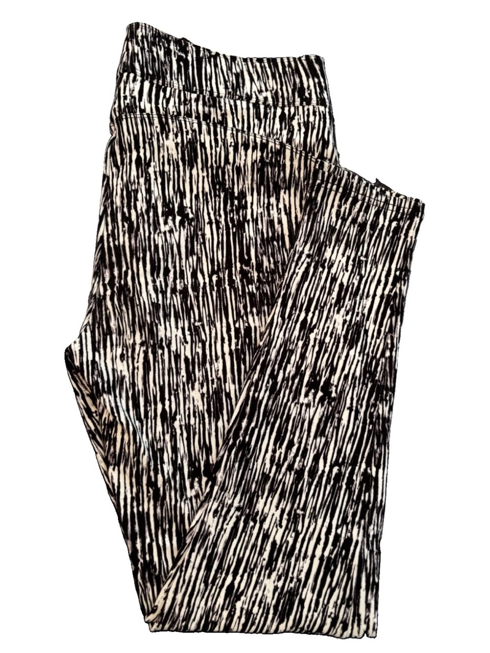 Slim Factor Investments Black & White Patterned Leggings Stretch Ankle Pants